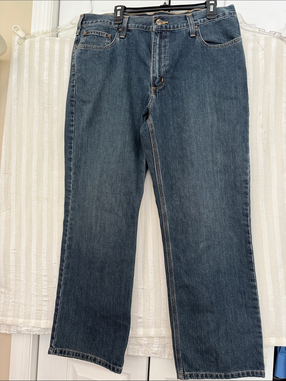 Carhartt Men's Straight Leg Jeans in Dark Blue Denim